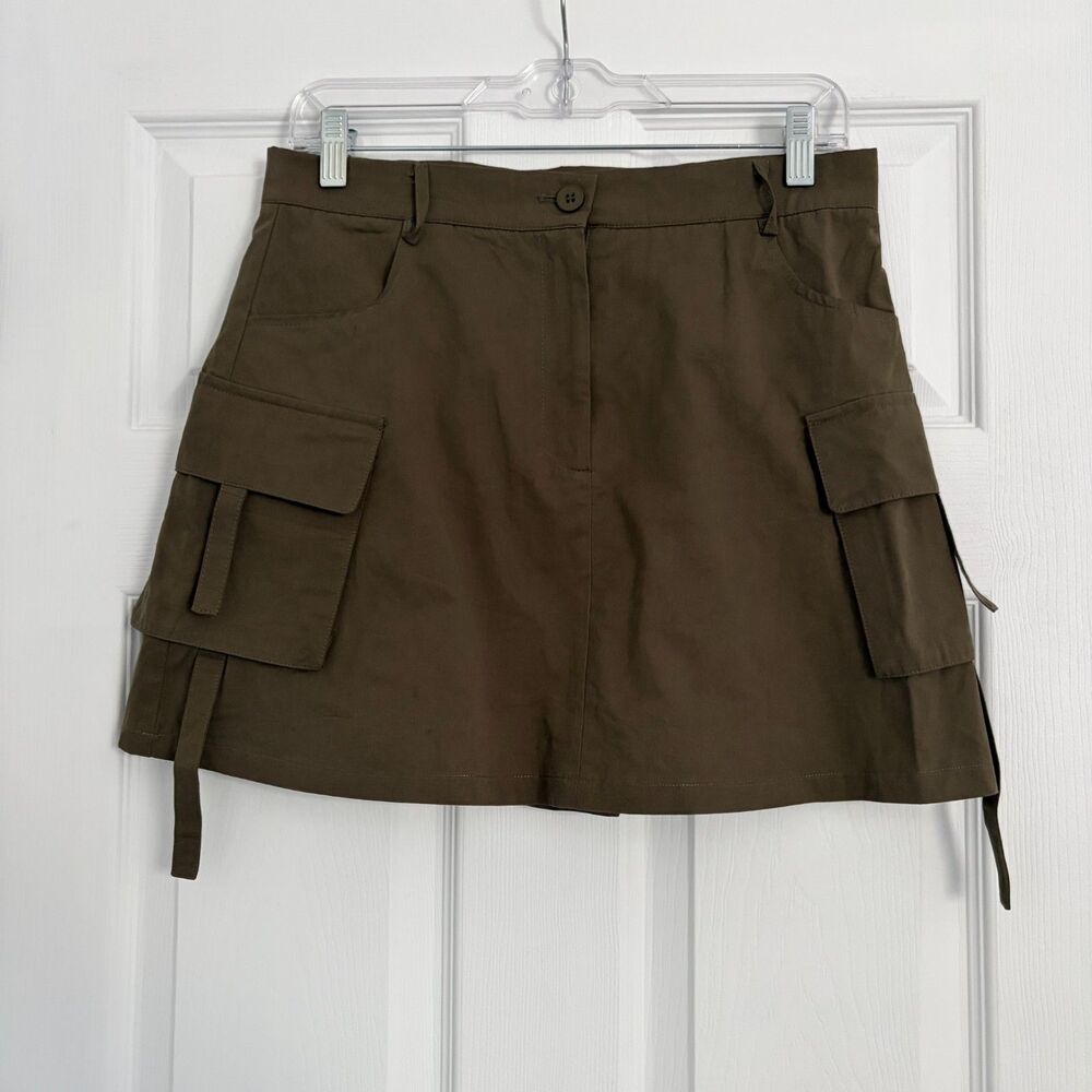 Lili Sidonio Olive Green Lined Skirt Size S Casual Utility Style Lightweight